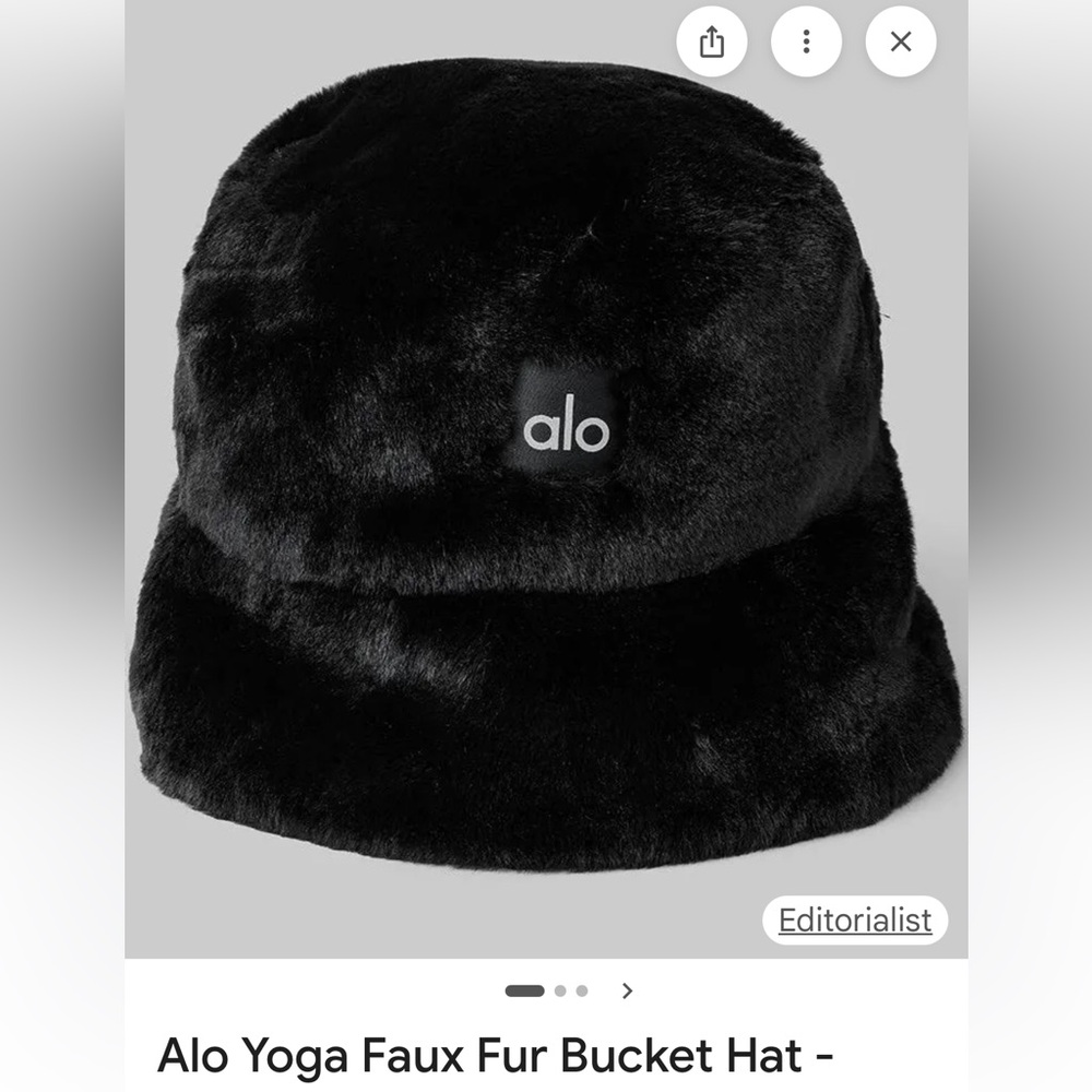 ALO Yoga Black Faux Fur Bucket Hat